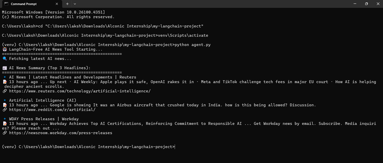 AI News Agent Screenshot
